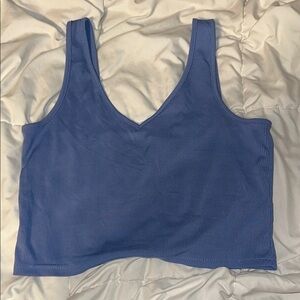 Stylish Blue Ribbed Crop Top